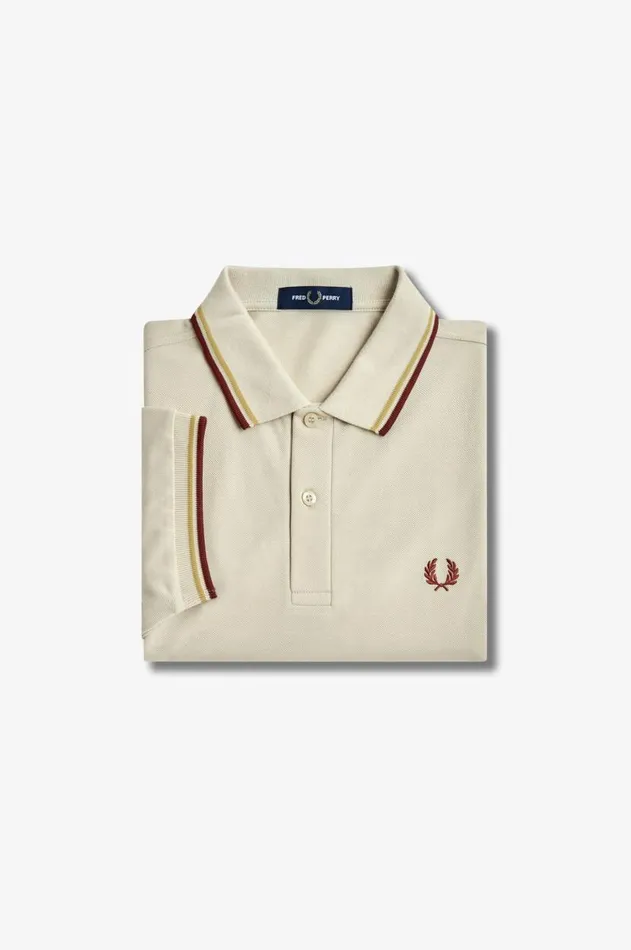 Men Polo Shirts Fred Perry M3600 Oatmealhoneycombwhisky Brown