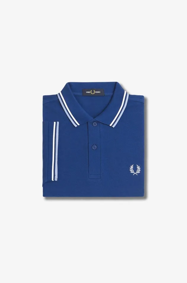 Men Polo Shirts Fred Perry M3600 Shaded Cobaltsnow Whitelight Smoke