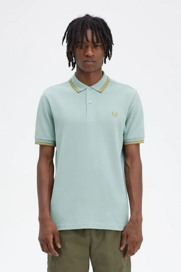 Men Polo Shirts Fred Perry M3600 Silver Bluedark Carameldark Caramel