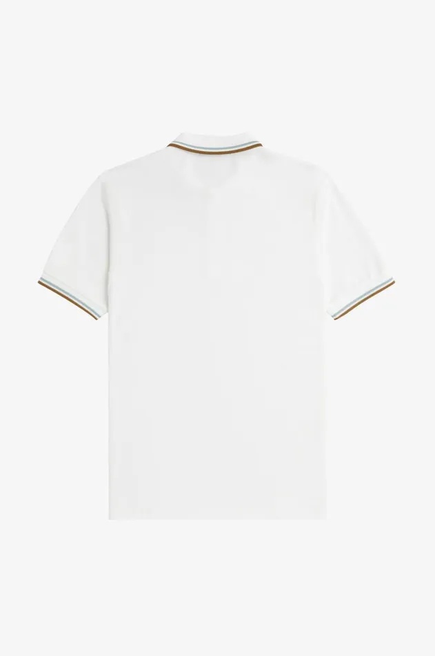 Men Polo Shirts Fred Perry M3600 Snow Whitesilver Bluedark Caramel