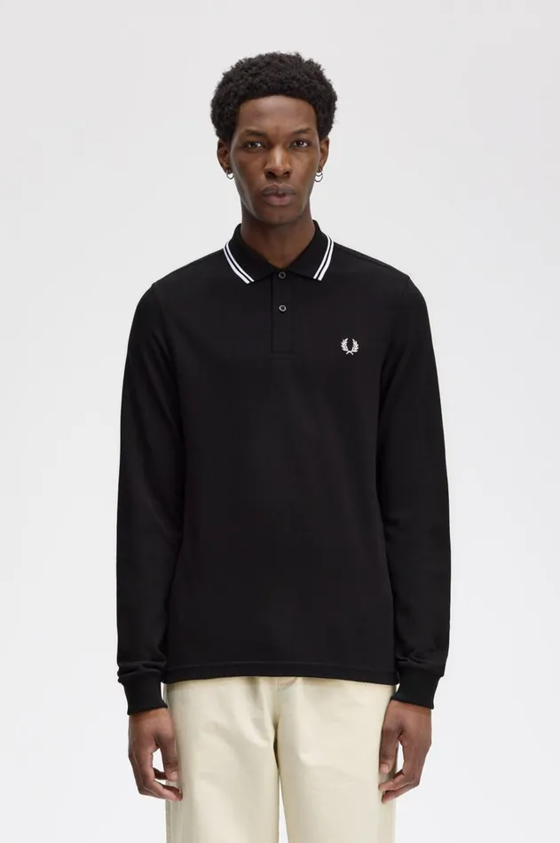 Men Polo Shirts Fred Perry M3636 Blackwhitewhite