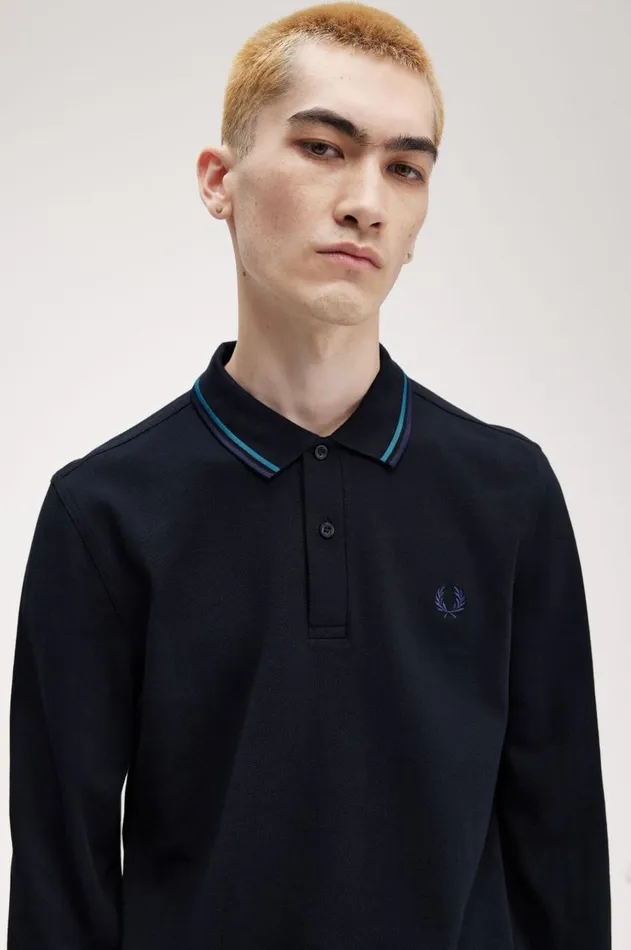 Men Polo Shirts Fred Perry M3636 Navyrunaway Bay Oceandark Carbon