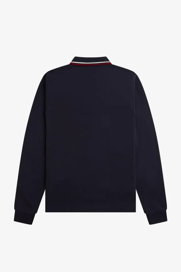 Men Polo Shirts Fred Perry M3636 Navysnow Whiteburnt Red