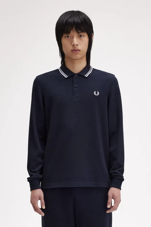 Men Polo Shirts Fred Perry M3636 Navywhitewhite