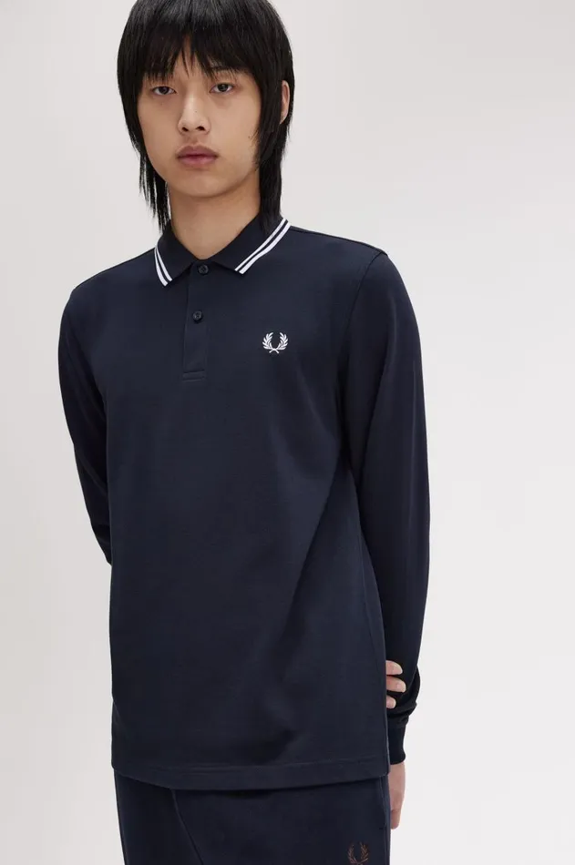 Men Polo Shirts Fred Perry M3636 Navywhitewhite