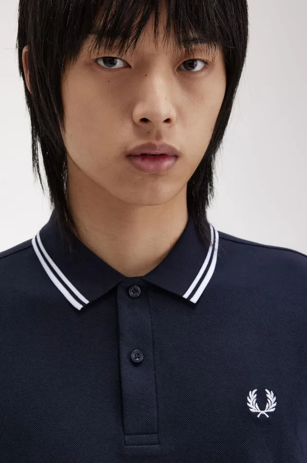 Men Polo Shirts Fred Perry M3636 Navywhitewhite