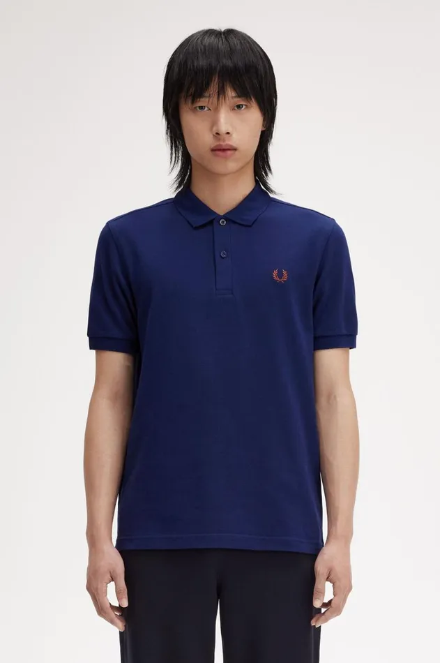 Men Polo Shirts Fred Perry M6000 French Navywhisky Brown