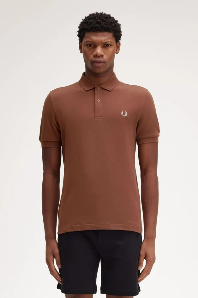 Men Polo Shirts Fred Perry M6000 Whisky Brownporridge Marl