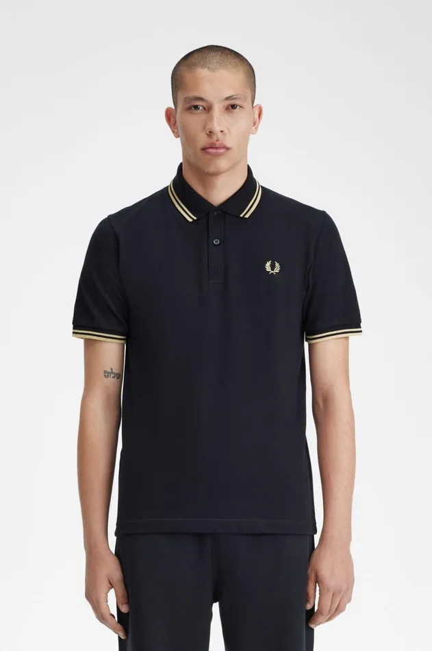 Men Polo Shirts Fred Perry Makati M12 Blackchampagnechampagne