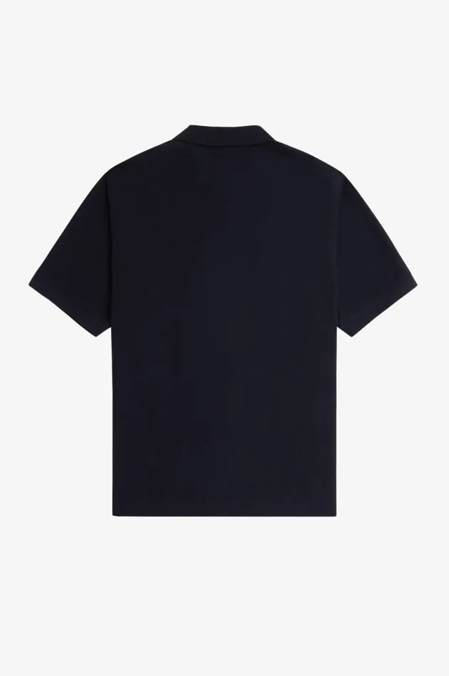 Men Polo Shirts Fred Perry Ombre Stripe Zip Through Polo Shirt Navy