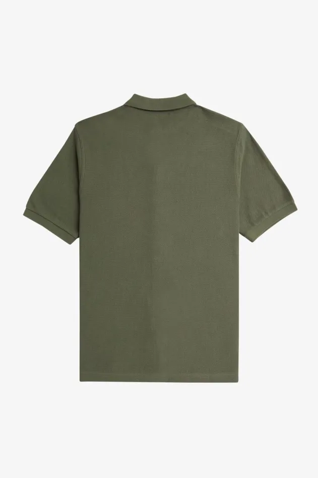 Men Polo Shirts Fred Perry Panelled Button Through Polo Shirt Laurel Wreath Green