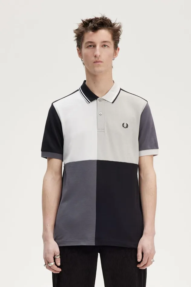 Men Polo Shirts Fred Perry Patchwork Fred Perry Shirt Black