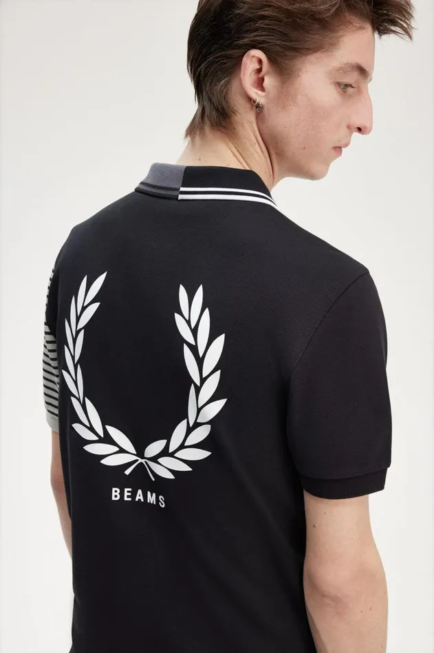 Men Polo Shirts Fred Perry Patchwork Fred Perry Shirt Black