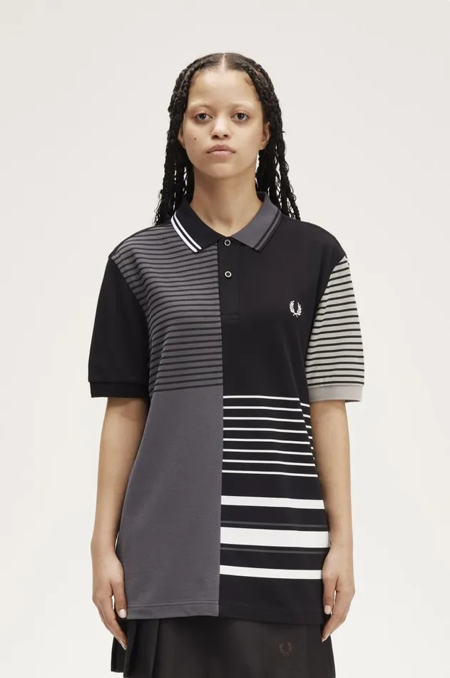 Men Polo Shirts Fred Perry Patchwork Fred Perry Shirt Black