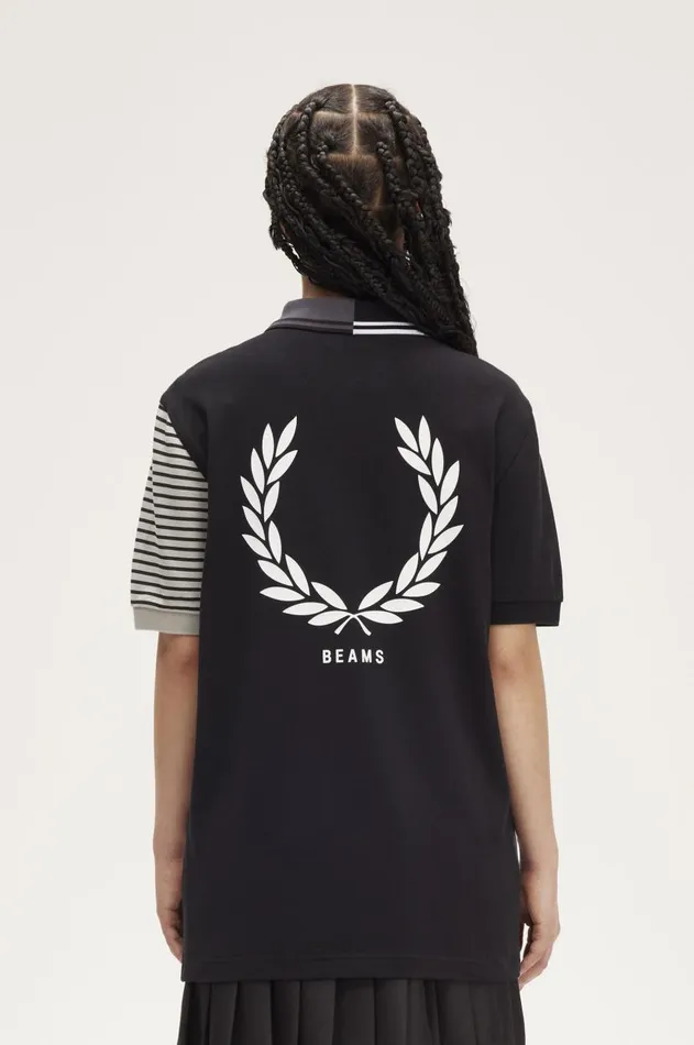 Men Polo Shirts Fred Perry Patchwork Fred Perry Shirt Black