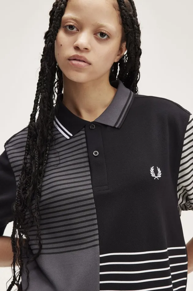 Men Polo Shirts Fred Perry Patchwork Fred Perry Shirt Black
