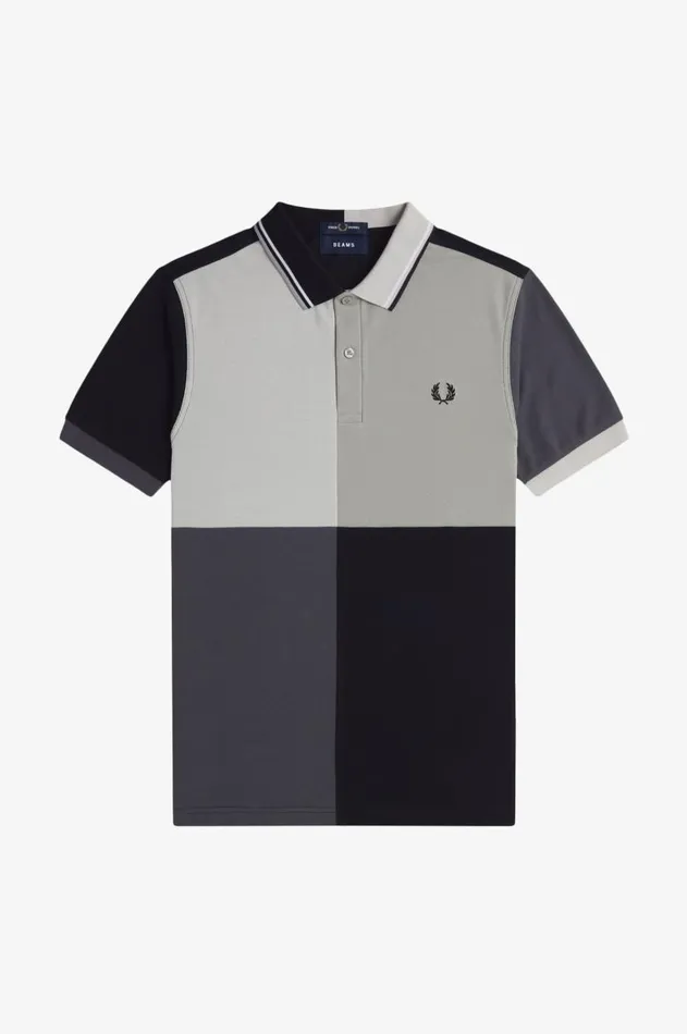 Men Polo Shirts Fred Perry Patchwork Fred Perry Shirt Black