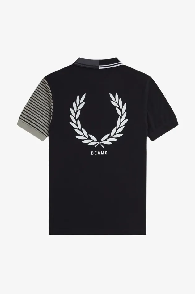 Men Polo Shirts Fred Perry Patchwork Fred Perry Shirt Black