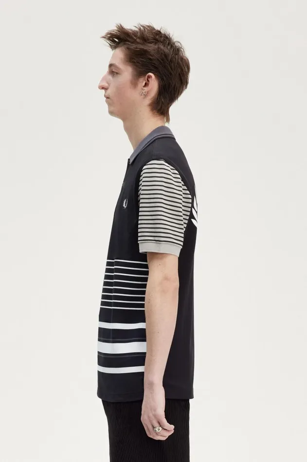 Men Polo Shirts Fred Perry Patchwork Fred Perry Shirt Black