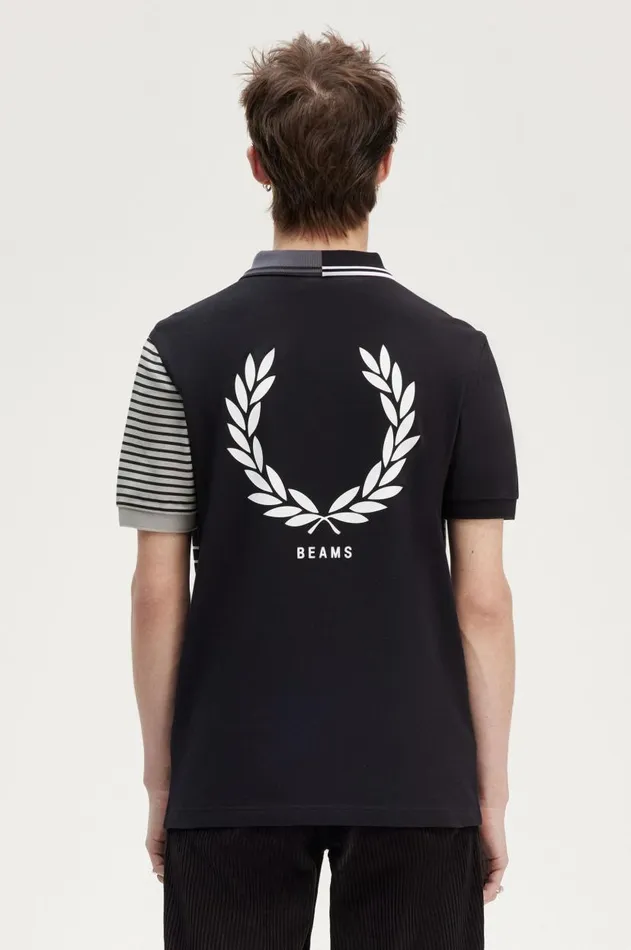 Men Polo Shirts Fred Perry Patchwork Fred Perry Shirt Black