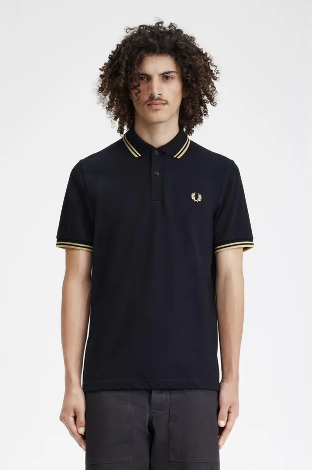 Men Polo Shirts Fred Perry Shanghai M12 Blackchampagnechampagne