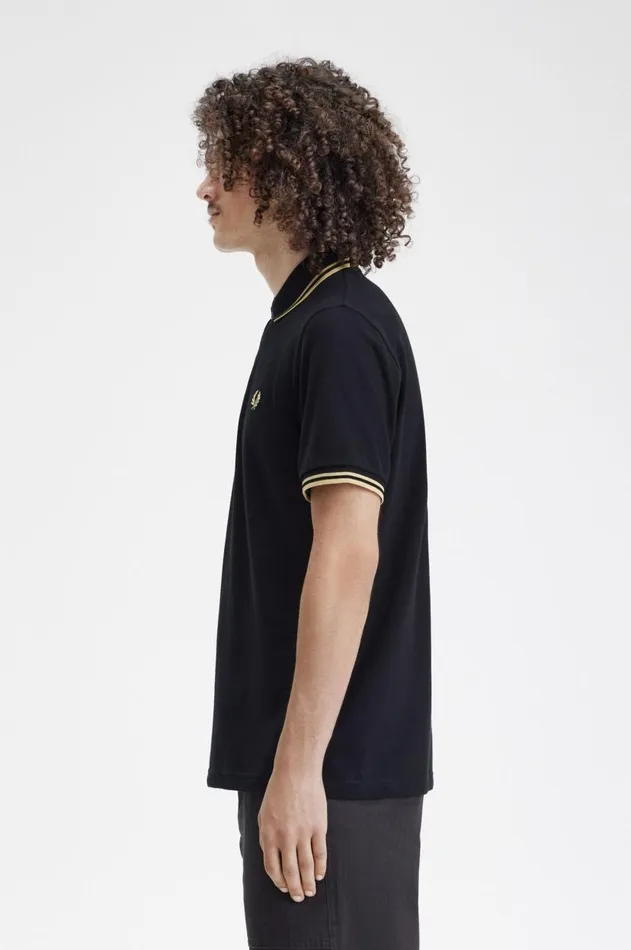 Men Polo Shirts Fred Perry Shanghai M12 Blackchampagnechampagne