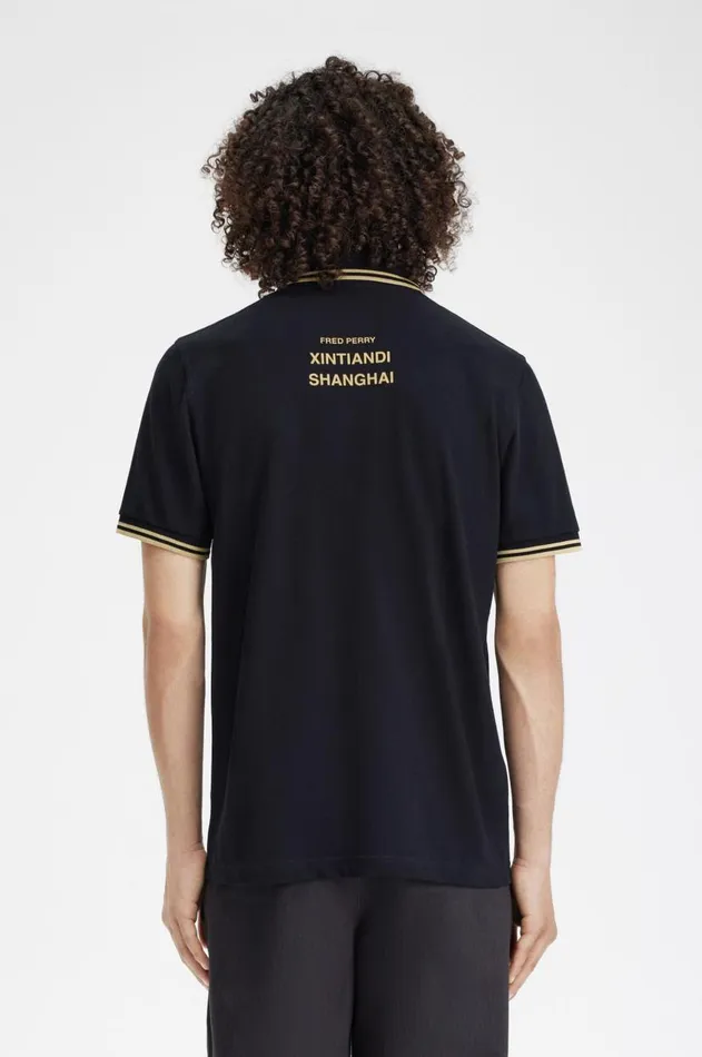 Men Polo Shirts Fred Perry Shanghai M12 Blackchampagnechampagne