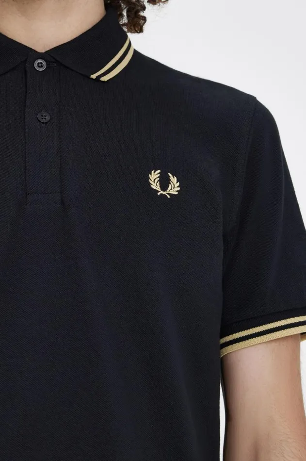 Men Polo Shirts Fred Perry Shanghai M12 Blackchampagnechampagne