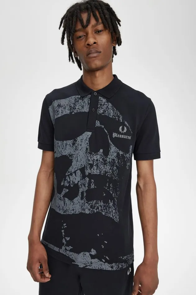 Men Polo Shirts Fred Perry Skull Fred Perry Shirt Black