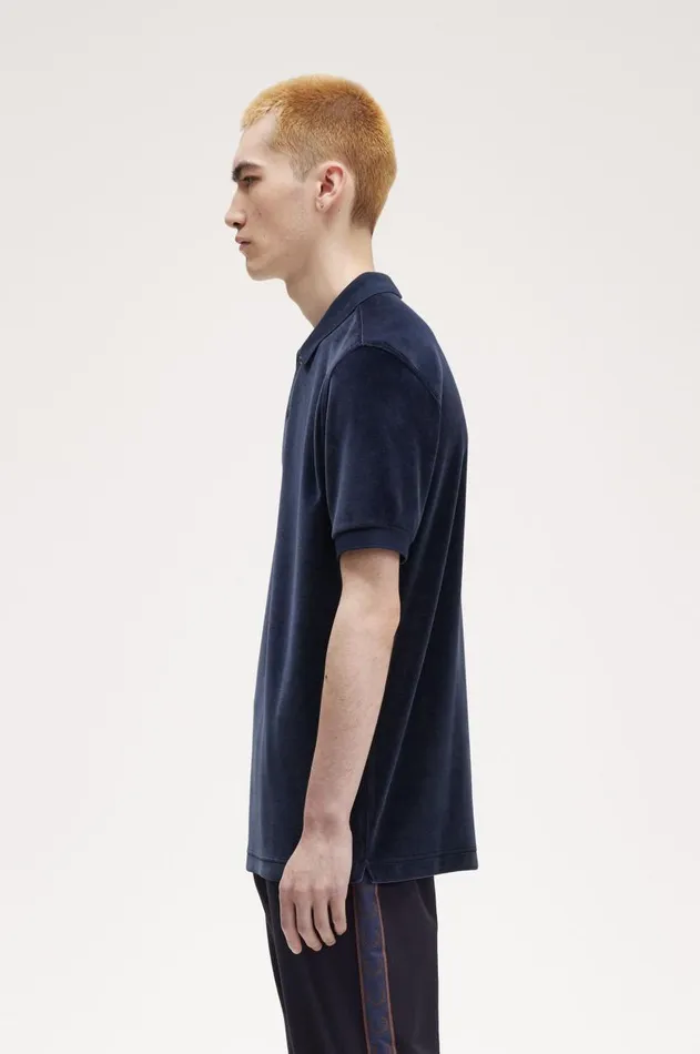 Men Polo Shirts Fred Perry Velour Polo Shirt Dark Carbon