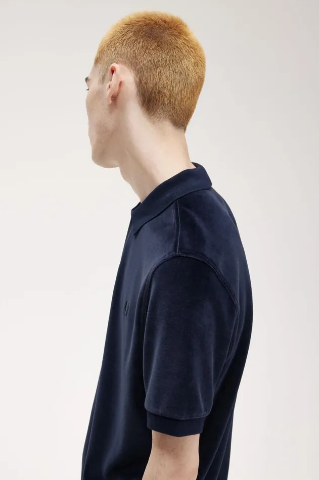 Men Polo Shirts Fred Perry Velour Polo Shirt Dark Carbon