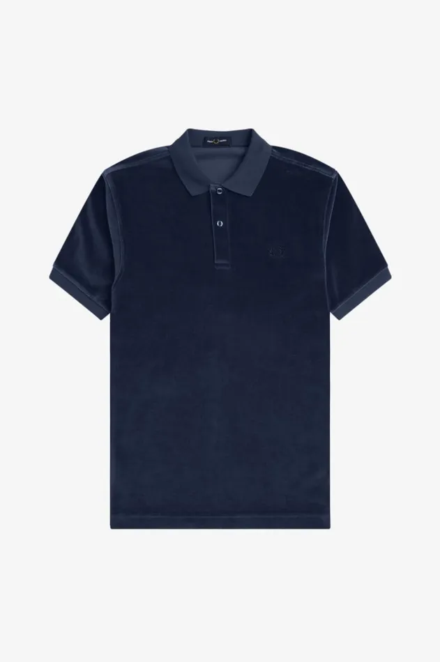 Men Polo Shirts Fred Perry Velour Polo Shirt Dark Carbon