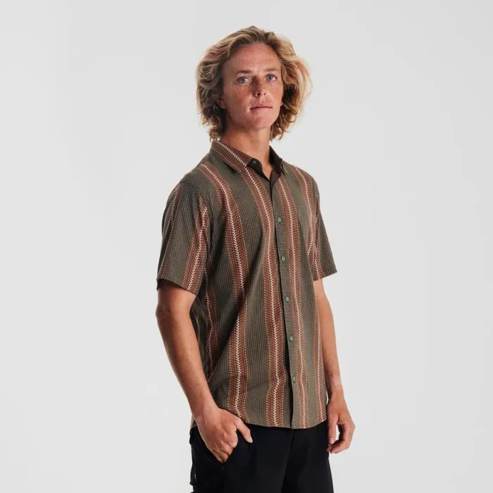 Men Roark Shirts Bless Up Breathable Stretch Shirt Herringbone Military
