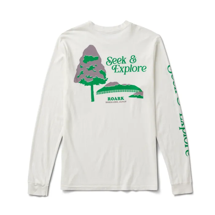 Men Roark Tees Seek And Explore Hokkaido Long Sleeve Premium Tee Off White
