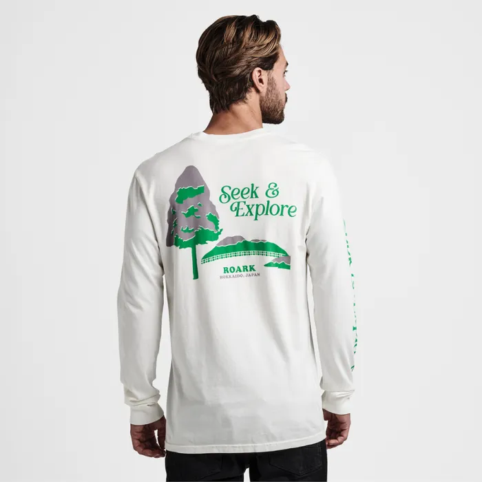 Men Roark Tees Seek And Explore Hokkaido Long Sleeve Premium Tee Off White