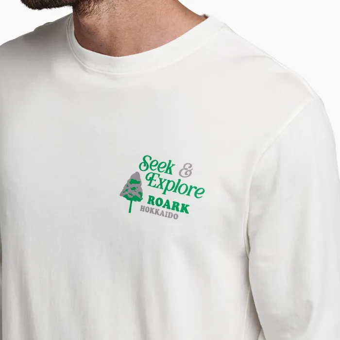 Men Roark Tees Seek And Explore Hokkaido Long Sleeve Premium Tee Off White