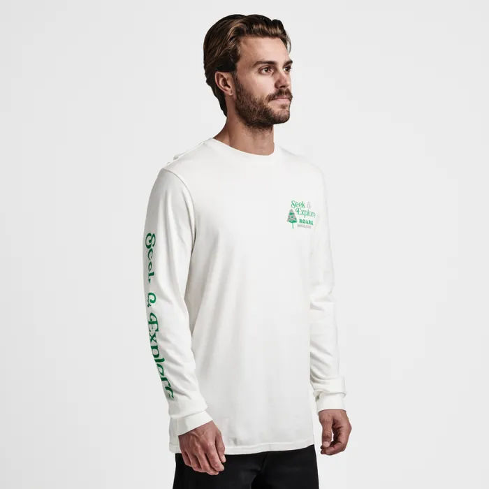 Men Roark Tees Seek And Explore Hokkaido Long Sleeve Premium Tee Off White