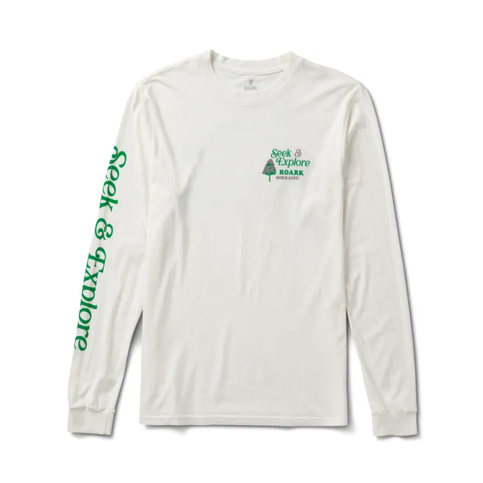 Men Roark Tees Seek And Explore Hokkaido Long Sleeve Premium Tee Off White