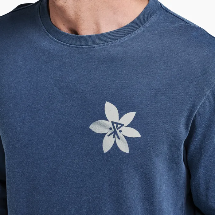 Men Roark Tees Xerox Floral Long Sleeve Premium Tee Blue Grey Hama Wash