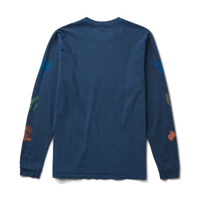 Men Roark Tees Xerox Floral Long Sleeve Premium Tee Blue Grey Hama Wash