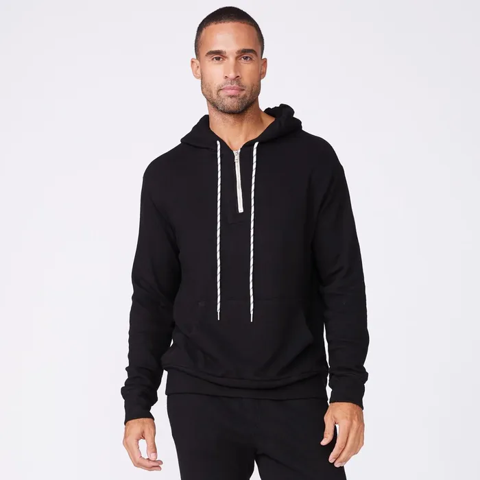Men Sale MONROW Bungee Cord Quarter Zip Hoody Black