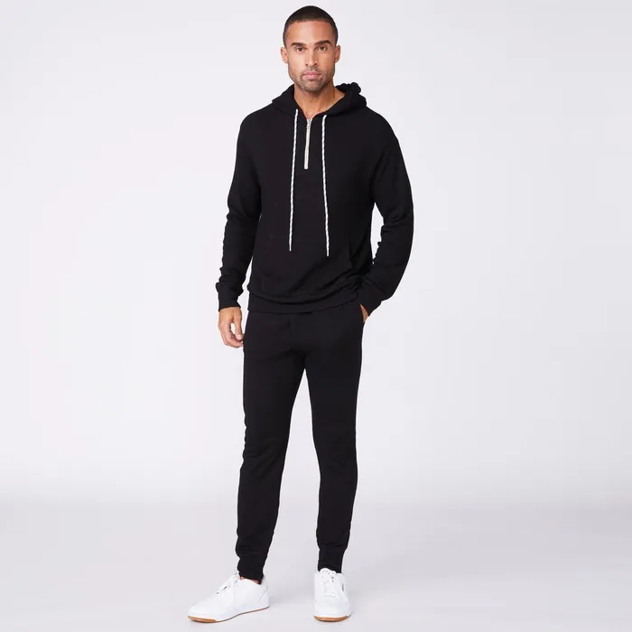 Men Sale MONROW Bungee Cord Quarter Zip Hoody Black