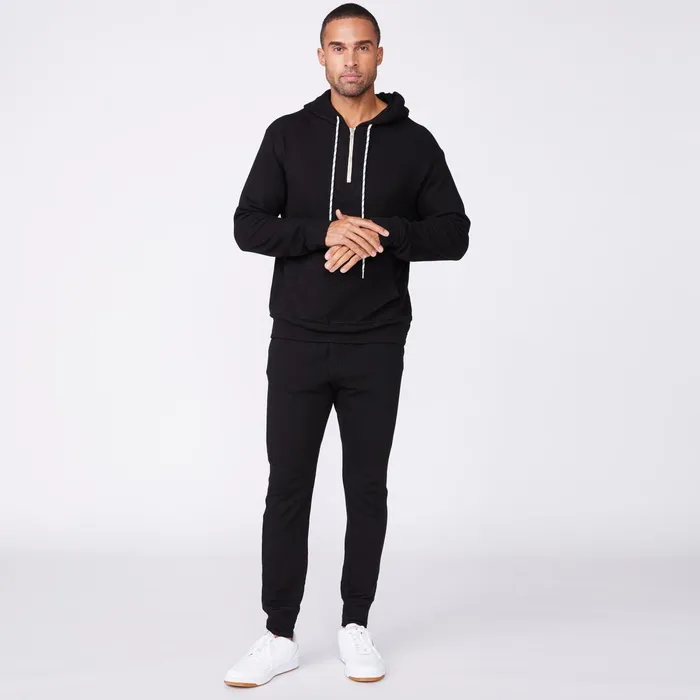 Men Sale MONROW Bungee Cord Quarter Zip Hoody Black