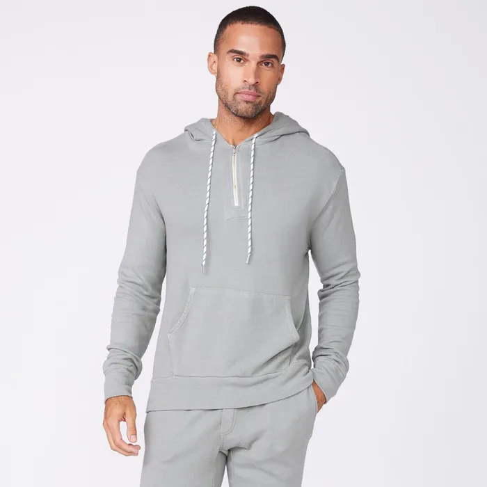 Men Sale MONROW Bungee Cord Quarter Zip Hoody Gunmetal