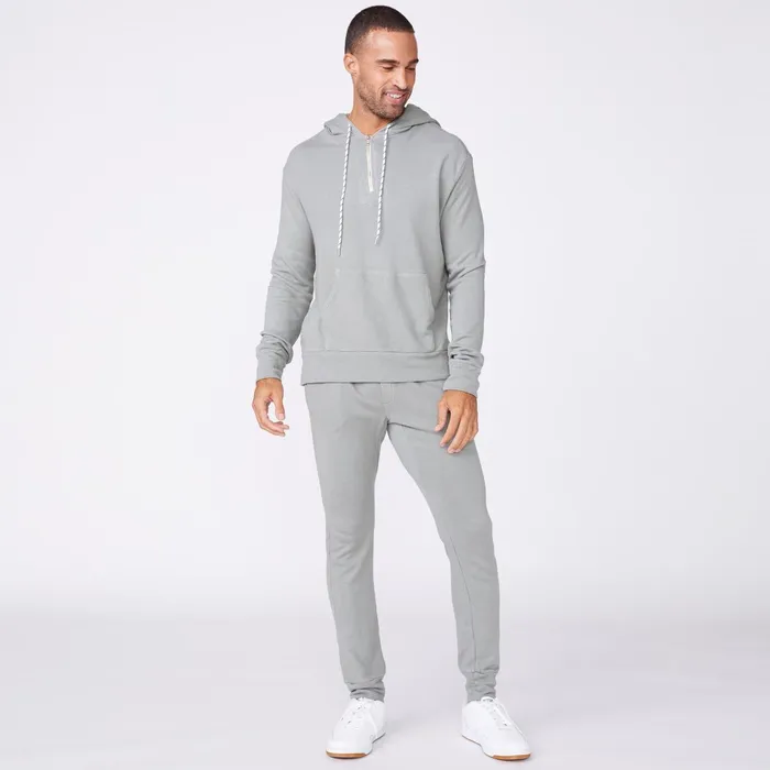 Men Sale MONROW Bungee Cord Quarter Zip Hoody Gunmetal