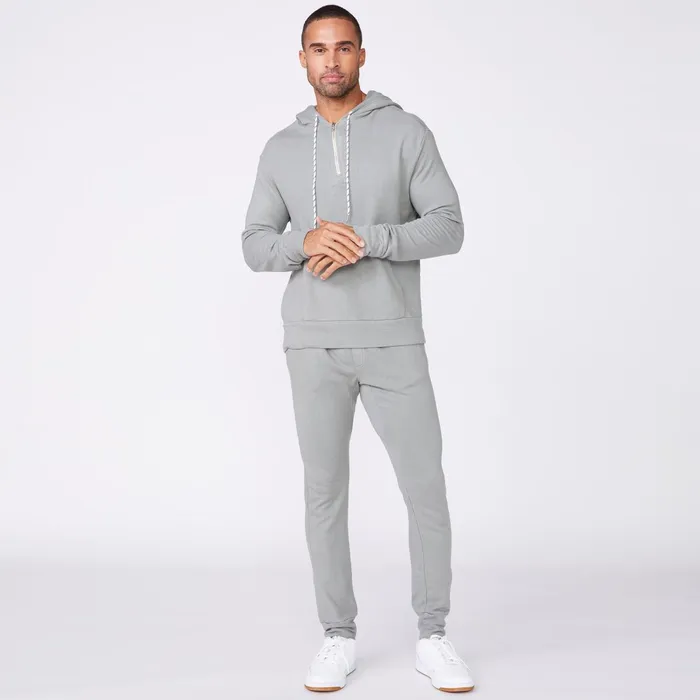 Men Sale MONROW Bungee Cord Quarter Zip Hoody Gunmetal