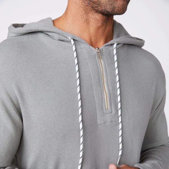 Men Sale MONROW Bungee Cord Quarter Zip Hoody Gunmetal