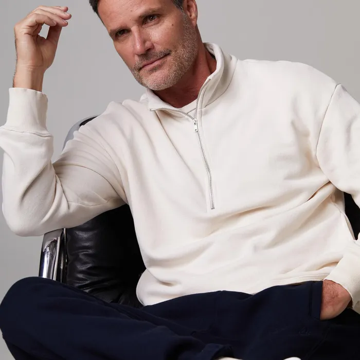 Men Sale MONROW Half Zip Sweatshirt Off White