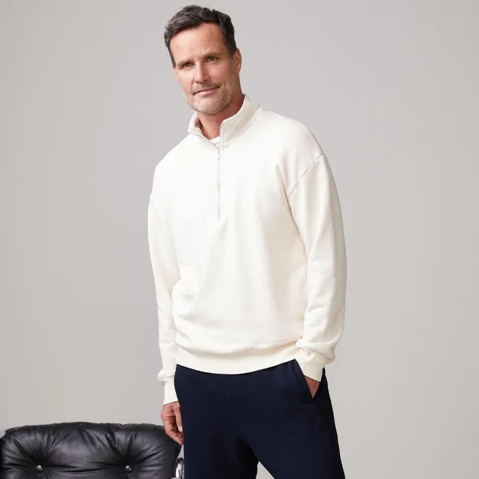 Men Sale MONROW Half Zip Sweatshirt Off White Men Sale MONROW Half Zip Sweatshirt Off White