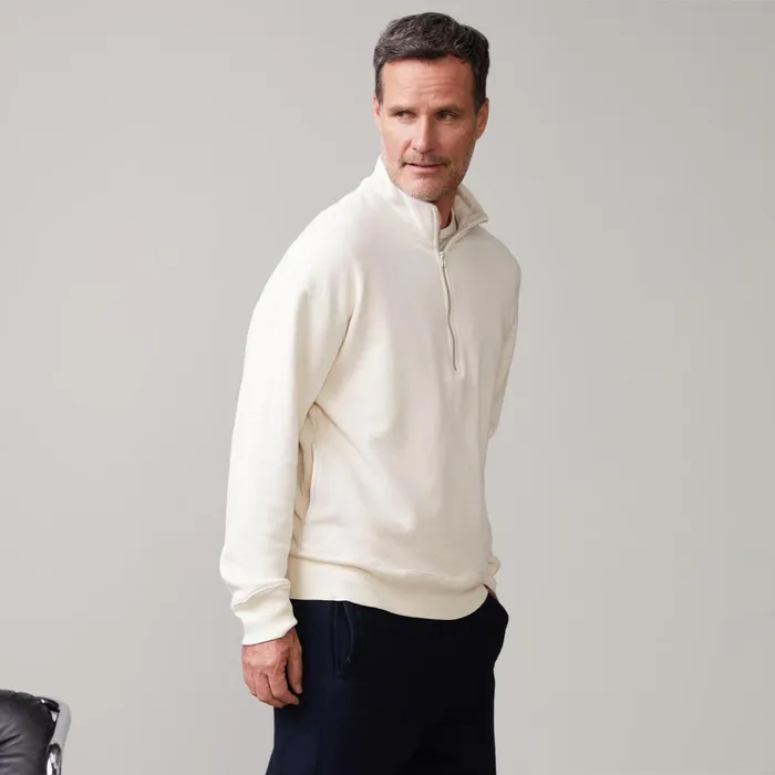Men Sale MONROW Half Zip Sweatshirt Off White Men Sale MONROW Half Zip Sweatshirt Off White